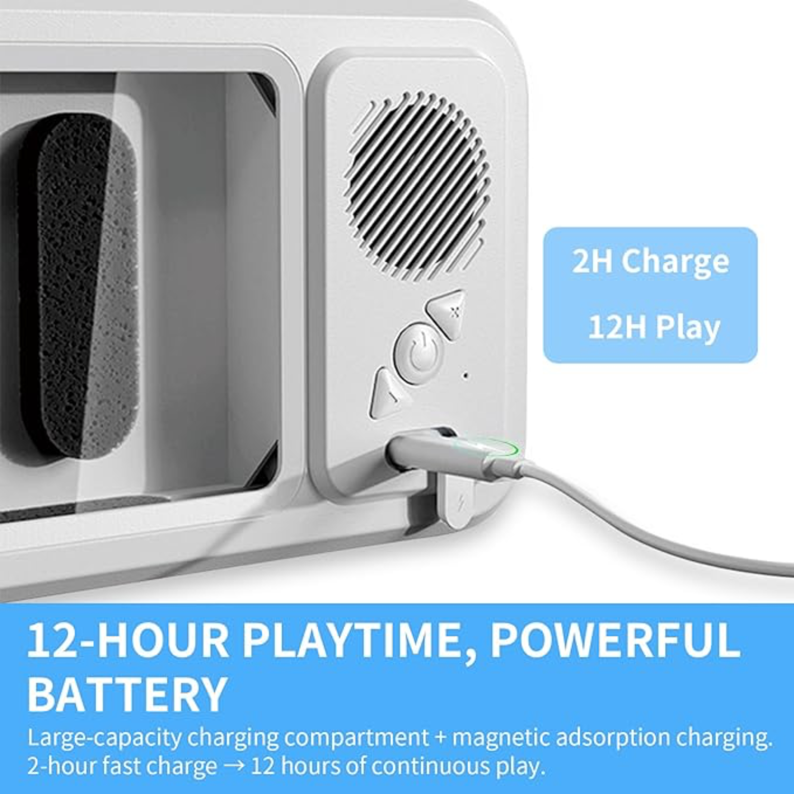 Waterproof cover with a speaker for your cell phone that hangs on your bathroom wall.